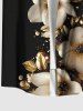 Plus Size Flower Gilding Leaf Print Hawaii Button Pocket Shirt For Men -  
