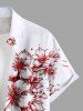 Chemise hawaïenne à poches boutonnées, imprimé fleurs et vagues, grande taille, pour homme - Blanc L
