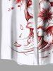 Chemise hawaïenne à poches boutonnées, imprimé fleurs et vagues, grande taille, pour homme - Blanc L