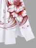 Plus Size Flower Sea Waves Print Hawaii Split Pocket A Line Midi Dress -  
