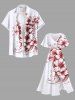 Plus Size Flower Sea Waves Print Hawaii Split Pocket A Line Midi Dress -  