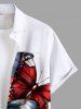 Chemise grande taille à imprimé papillon et éclaboussures de peinture, motif drapeau américain patriotique, style hawaïen, avec poches boutonnées, pour homme - Blanc 3XL