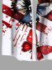 Chemise grande taille à imprimé papillon et éclaboussures de peinture, motif drapeau américain patriotique, style hawaïen, avec poches boutonnées, pour homme - Blanc 5XL