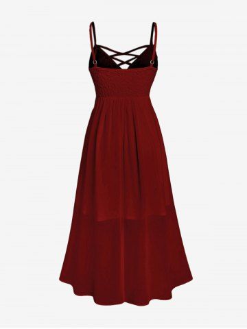 Plus Size Lace and Chiffon Ruffled Crisscross Maxi Sleeveless Wedding Dress