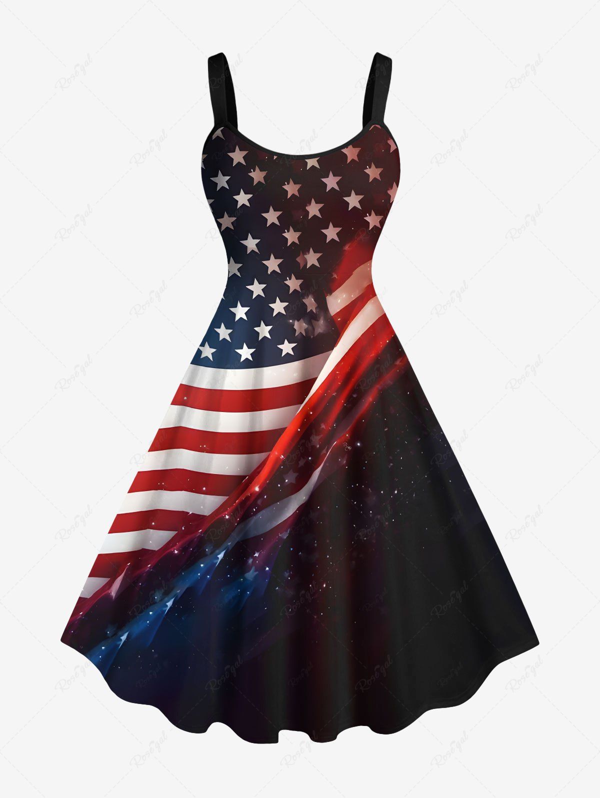 Buy Plus Size Patriotic American Flag Galaxy Print Tank Dress  