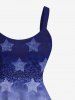 Patriotic American Flag Star Colorblock Print Plus Size Matching Outfit For Couples -  