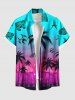 Coconut Tree Fighter Arms Ombre Print Plus Size Matching Hawaii Beach Outfit For Couples -  