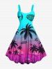 Coconut Tree Fighter Arms Ombre Print Plus Size Matching Hawaii Beach Outfit For Couples -  