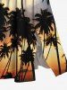 Tenue de plage hawaïenne assortie grande taille à imprimé cocotier et crépuscule pour couples - Bleu 