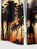 Tenue de plage hawaïenne assortie grande taille à imprimé cocotier et crépuscule pour couples - Bleu 