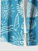 Tenue de plage hawaïenne assortie grande taille à imprimé cocotier, feuille tropicale, soleil et coquillage pour couples - Bleu 