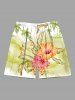 Coconut Tree Tropical Leaf Hibiscus Flowers Print Plus Size Matching Hawaii Beach Outfit For Couples -  