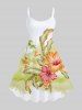 Coconut Tree Tropical Leaf Hibiscus Flowers Print Plus Size Matching Hawaii Beach Outfit For Couples -  