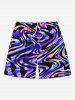 Colorful Ocean Currents Print Plus Size Matching Hawaii Beach Outfit For Couples -  