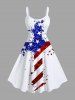 Patriotic American Flag Cross Sparkling Sequin 3D Print Plus Size Matching Outfit For Couples -  