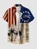 Patriotic American Flag Coconut Tree Distressed Newspaper Print Plus Size Matching Hawaii Beach Outfit For Couples -  