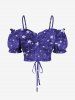 Patriotic American Flag Sparkling Sequin 3D Print Plus Size Matching Set -  