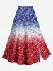 Patriotic American Flag Sparkling Sequin 3D Print Plus Size Matching Set -  