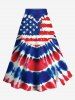 Patriotic American Flag Tie Dye Heart Print Plus Size Matching Set -  
