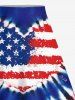 Patriotic American Flag Tie Dye Heart Print Plus Size Matching Set -  