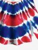 Patriotic American Flag Tie Dye Heart Print Plus Size Matching Set -  