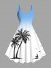 Coconut Tree Ship Bird Ombre Print Plus Size Matching Hawaii Beach Outfit For Couples -  