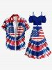 Patriotic American Flag Tie Dye Heart Print Plus Size Matching Outfit For Couples -  