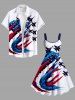 Patriotic American Flag Plane Print Plus Size Matching Outfit For Couples -  
