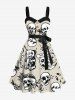 Skulls Rose Flower Moon Diamond Print Plus Size Matching Outfit For Couples -  