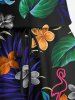 Plus Size Flower Flamingo Tropical Leaf Print Hawaii Drawstring Pocket Romper -  