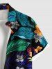 Chemise hawaïenne grande taille à imprimé floral, flamant rose et feuilles tropicales, avec poches boutonnées, pour homme - Bleu 5XL
