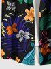 Chemise hawaïenne grande taille à imprimé floral, flamant rose et feuilles tropicales, avec poches boutonnées, pour homme - Bleu 5XL