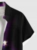Chemise hawaïenne à boutons et poches pour homme, grande taille, motif ombré pailleté et effet faisceau lumineux automnal - Noir 3XL