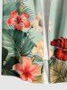 Chemise hawaïenne grande taille à imprimé feuilles tropicales et fleurs d'hibiscus, avec poches et boutons, pour homme - Vert M