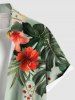 Chemise hawaïenne grande taille à imprimé feuilles tropicales et fleurs d'hibiscus, avec poches et boutons, pour homme - Vert L