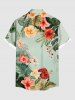 Chemise hawaïenne grande taille à imprimé feuilles tropicales et fleurs d'hibiscus, avec poches et boutons, pour homme - Vert L