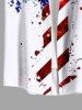 Chemise grande taille à imprimé 3D avec boutons et poche, motif drapeau américain patriotique et croix, paillettes scintillantes, pour homme - Blanc S