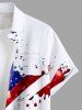 Chemise grande taille à imprimé 3D avec boutons et poche, motif drapeau américain patriotique et croix, paillettes scintillantes, pour homme - Blanc XL
