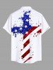 Chemise grande taille à imprimé 3D avec boutons et poche, motif drapeau américain patriotique et croix, paillettes scintillantes, pour homme - Blanc XL