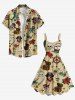Robe débardeur hawaïenne grande taille à imprimé tête de mort, pirate, rose, fleur, bateau, gouvernail, sirène, croisière - café lumière XXS