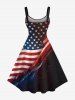 Plus Size Patriotic American Flag Galaxy Print Tank Dress -  