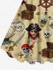 Plus Size Skull Pirate Rose Flower Ship Rudder Mermaid Cruise Print Hawaii Tank Dress -  