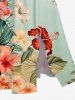 Robe mi-longue hawaïenne fendue grande taille à imprimé feuilles tropicales et fleurs d'hibiscus - Vert S