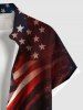 Plus Size Patriotic American Flag Galaxy Print Buttons Pocket Shirt For Men -  