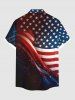 Plus Size Patriotic American Flag Galaxy Print Buttons Pocket Shirt For Men -  