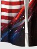 Plus Size Patriotic American Flag Galaxy Print Buttons Pocket Shirt For Men -  