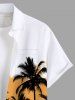 Plus Size Coconut Tree Colorblock Print Buttons Pocket Hawaii Shirt For Men -  