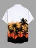 Plus Size Coconut Tree Colorblock Print Buttons Pocket Hawaii Shirt For Men -  