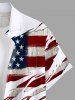 Chemise grande taille à boutons et poches, imprimé drapeau américain patriotique, pour homme - Blanc 3XL