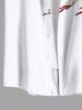 Chemise grande taille à boutons et poches, imprimé drapeau américain patriotique, pour homme - Blanc 3XL
